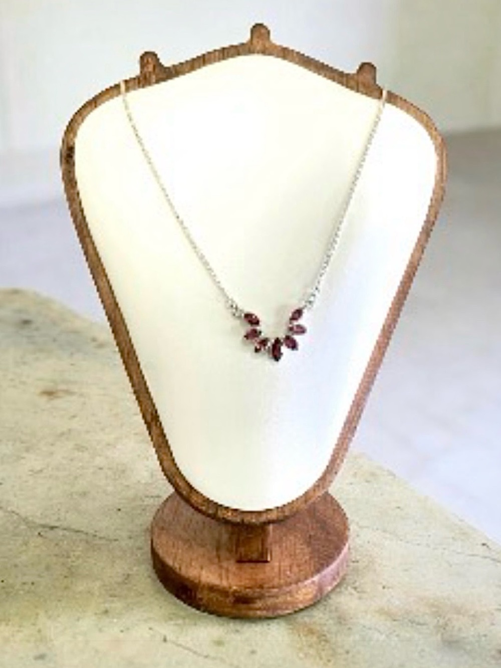 Sterling Silver Garnet Teardrop Necklace